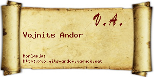 Vojnits Andor névjegykártya